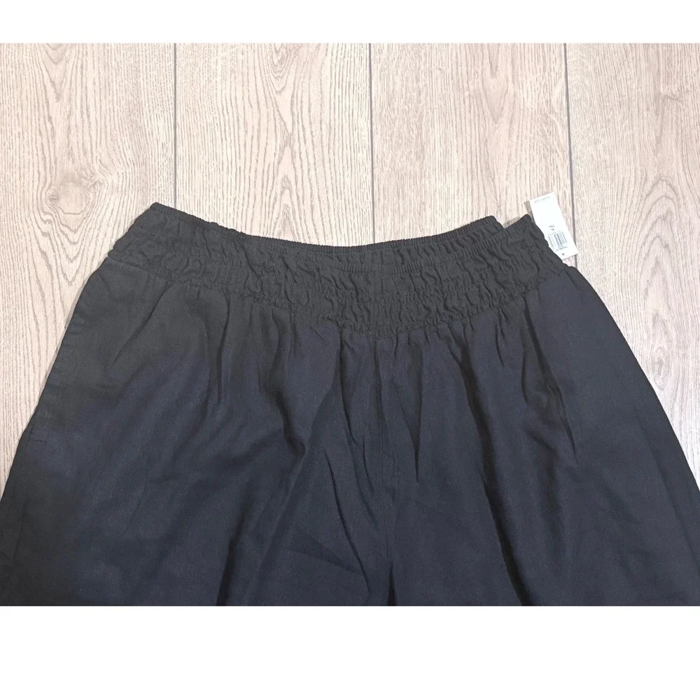 Old Navy Womens XL Tall Black Linen Blend Wide Leg Pants Comfort Waist NEW NWT